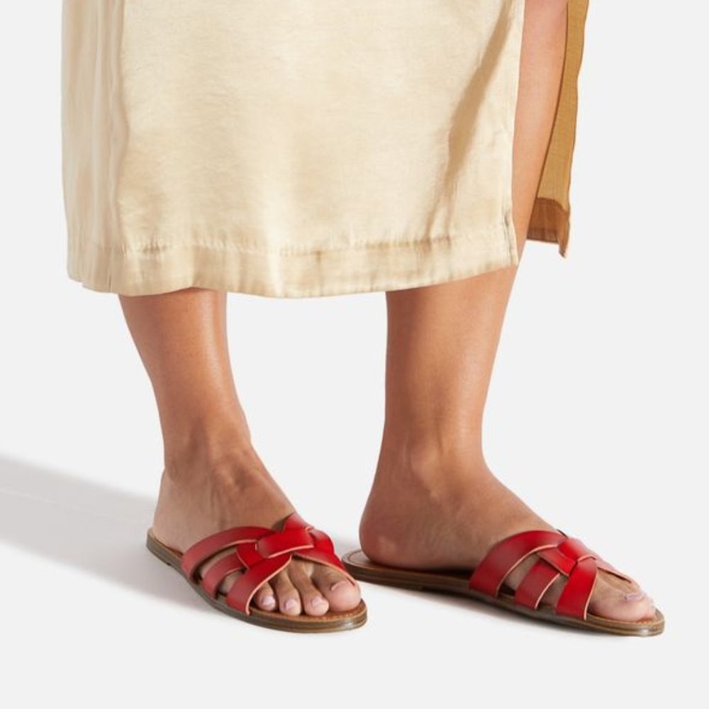 Shoedazzle JustFab Dara Slip on Slide Sandal Red